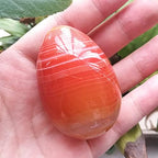 Natural Carnelian Egg-Shape Meditation Chakra and Home Decor Balancing Gemstone and Crystals Figurines Kit,1.96"x 1.37"Reiki Healers and Yoga Practioner,with Wooden Stand