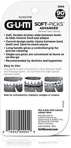 GUM Soft-Picks Advanced, Easy to Use Dental Picks for Teeth Cleaning Health, Disposable Interdental Brushes with Convenient Carry Case, Dentist Recommended Dental Picks, 90 Count