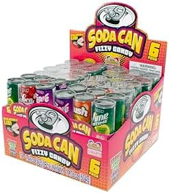18 Kidsmania Mini Soda Can Fizzy Candy, 1.48 oz, Goody Bag Filler - Party Favor - 4 Assorted Flavors! (3 Packs of 6 Cans)