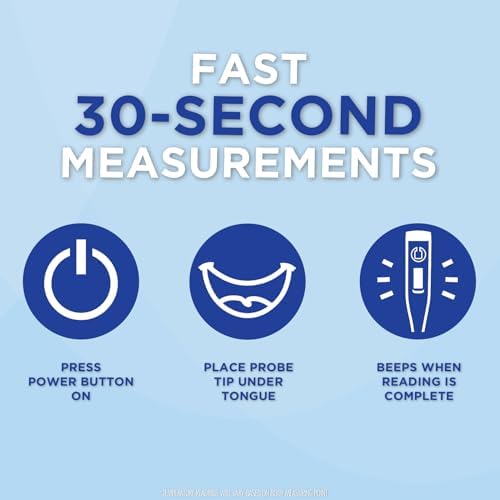 Healthwise Digital Thermometer | 30-Second Readout | Feverline Indicator | Clinical Rigid Tip | Hygienic Water-Resistant Easy Cleaning | Storage Case + Probe Covers Included