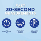 Healthwise Digital Thermometer | 30-Second Readout | Feverline Indicator | Clinical Rigid Tip | Hygienic Water-Resistant Easy Cleaning | Storage Case + Probe Covers Included
