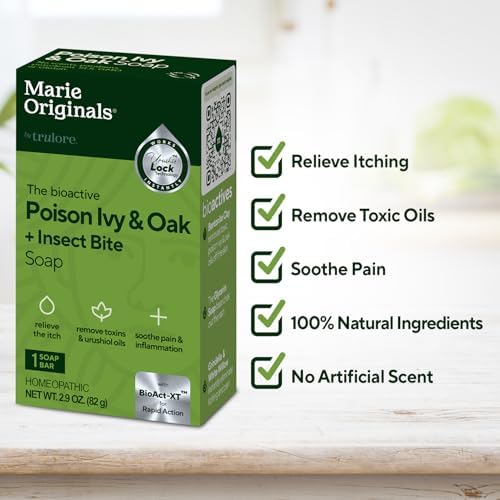 Marie's Original Poison Ivy Soap Bar | All Natural Poison Ivy Treatment | Anti-Itch Skin Cleanser Bar Wash for Poison Ivy, Poison Oak & Sumac | Removes Oils, Soothes & Relieves Rashes | 2.9 ounces