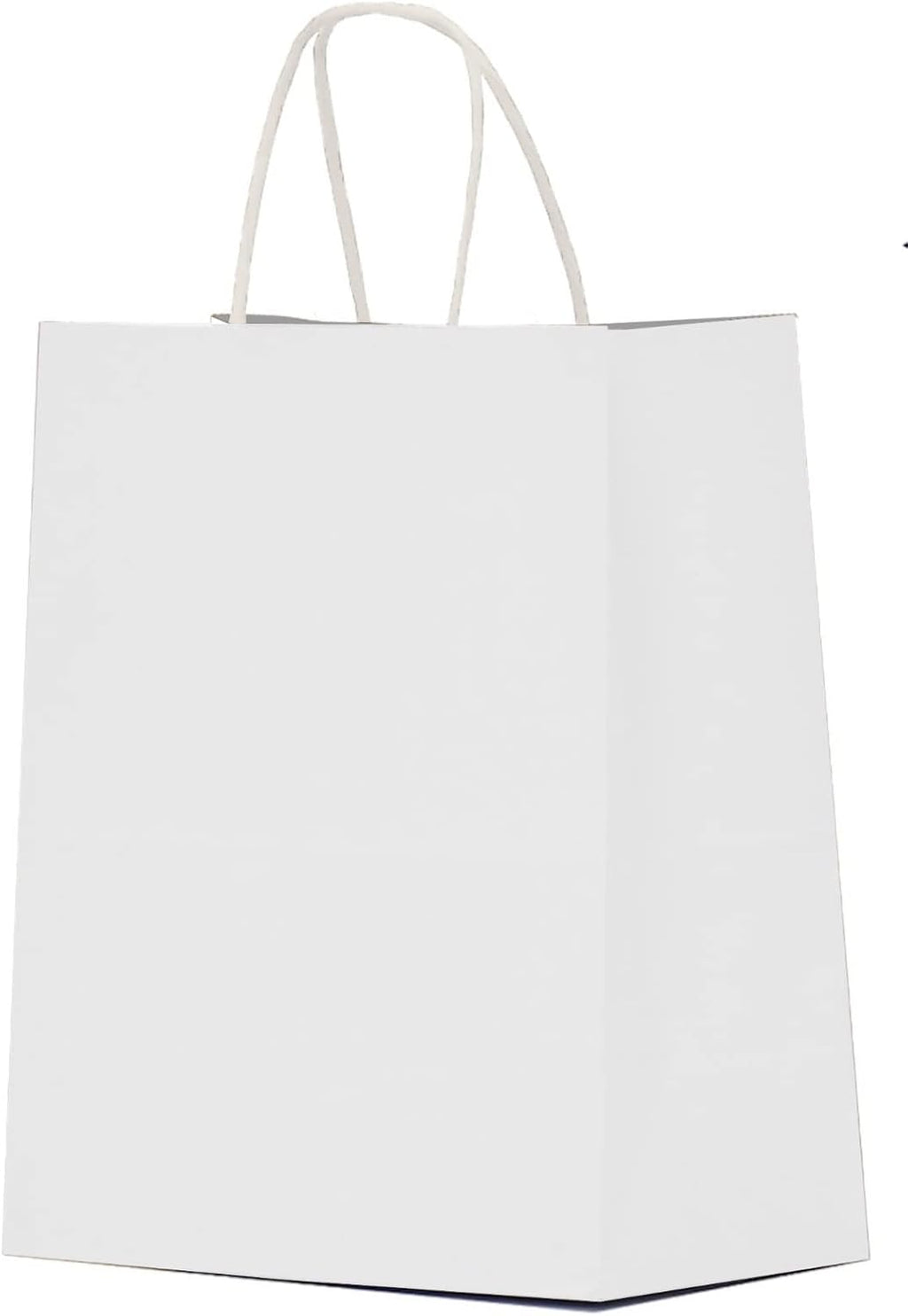 Qutuus 50 pcs White Paper Gift Bags with Handles 8x4.5x10 White Paper Bags for Party Favor, Shopping, Wedding, Retail, Recyclable Medium Gift Bags Bulk