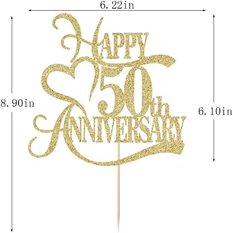 Gold Glitter 50th Anniversary Cake Topper - Wedding Party Decoration Ideas, Anniversary / Birthday Party Decorations (50)