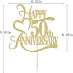 Gold Glitter 50th Anniversary Cake Topper - Wedding Party Decoration Ideas, Anniversary / Birthday Party Decorations (50)