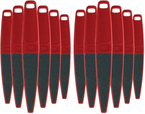 ForPro Red Panda Foot File, 60/100 Grit, Double-Sided Pedicure File for Feet and Heels, 10.5” L (Pack of 12)