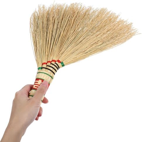 Ciieeo Handheld Mini Broom Small Desktop Cleaning Broom Handmade Sorghum Straw Traditional Kitchen Dust Brush for Home and Office Use