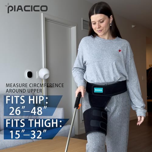 Hip Brace for Men & Women - Sciatica Pain Relief Devices, Compression Support Wrap for Thigh Injury,Groin, Hamstring, Joints, Hip Pain, Improved Mobility & Recovery (Grey Right)