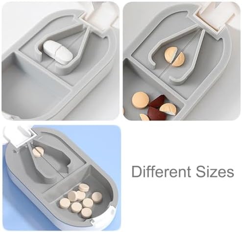 1 Pack Pill Cutter Travel Portable Tablet Cutter with Blade and Storage Compartment，Pill Box Organiser, Small or Large Pills Cut in Half Quarter for Pills Tablets (White)