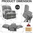Trustyue Dual Motor Power Lift Recliner Chair with Lay Flat, Full-Body Vibration & Lumbar Heating - Lift Assist Chair for Elderly, Electric Recliner with Massage and Heat, Easy Assembly Light Grey