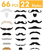 66 PCS Novelty Fake Mustache Self Adhesive Beard, Costume Mustaches Stickers for Cosplay, Halloween, Christmas for All Age