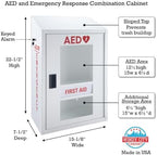 Automated External Defibrillator AED Cabinet with Alarm (9V Battery Not Included) & First Aid Kit Storage | Wall Mount Compatible, Steel | for Home, School, Business, Gym | AED Not Included