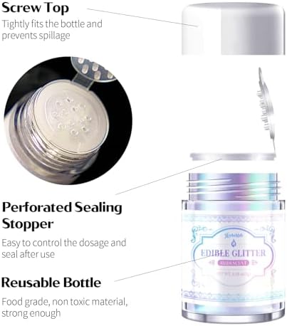 Iridescent Edible Glitter – 5g Rainbow Luster Dust Drink Glitter, Food Grade Shimmer Powder for Cocktails, Cakes, Beverages, Chocolate & Candy