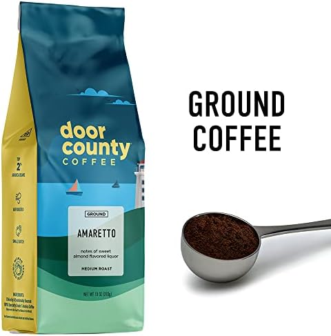 Door County Coffee Amaretto Flavored Coffee Ground - 10 oz Bag - Medium Roast - 100% Specialty Arabica