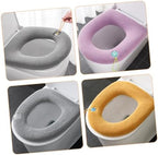 Mobestech 3Pcs Washable Toilet Seat Cover Cushion Pad Thickened Knit Heating Toilet Seat Mat with Hanging Loop for Bathroom Warm Cover for Seniors