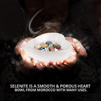 Selenite Crystal Heart Shaped Bowl 10cm, Crystals Smudging Bowl for Reiki Healing, Anxiety Relief & Meditation. Ideal for Gift & Home Decor - White