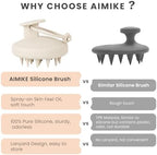 AIMIKE Scalp Massager Shampoo Brush, Soft Silicone Scalp Scrubber, Scalp Brush/Exfoliator for Washing Hair Dandruff, Scalp Massager Hair Growth Stimulator, Wet Dry Scalp Hair Scrubber - Oatmeal