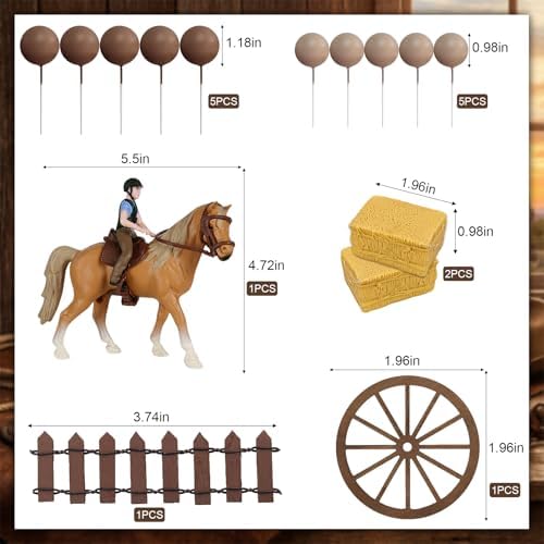 15Pcs Horse Cake Topper Horse Birthday Cake Decorations for Western Theme Party Supplies