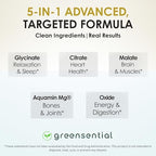 Greensential 5-in-1 Magnesium Complex 500mg | Glycinate, Malate, Citrate, Oxide & Aquamin® | High Absorption Chelated | 2X 3rd-Party Tested, Vegan, 120 Capsules