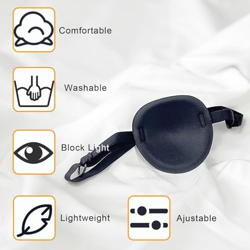 6 Pcs Eye Patch, Adjustable Eyepatch for Left and Right Eye, Medical Eye Patches for Adults and Kids Lazy Eye Pirate Costume, 6 Colors