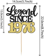 1 PCS Legend Since 1976 Cake Topper Black Gold Glitter Fifty Happy 50th Birthday Cake Pick Cheers to 50 Years Cake Decoration for 50th Birthday Wedding Anniversary Party Decorations Supplies