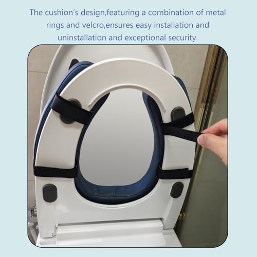 Toilet Seat Cushion Toilet Seat Riser with 2-inch High-Density Foam Performance Microfiber Fabric-Suitable for Standard,Elongated Toilets Bedside Commode(Blue)