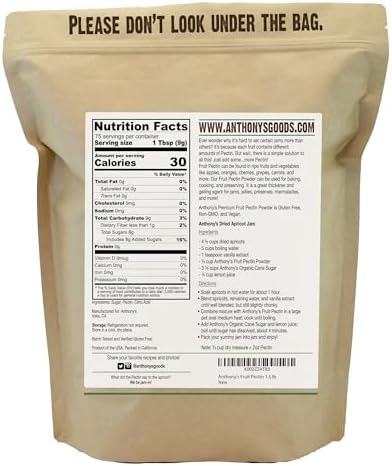 Anthony's Premium Fruit Pectin, 1.5 lb, Gluten Free, Non GMO, Vegan