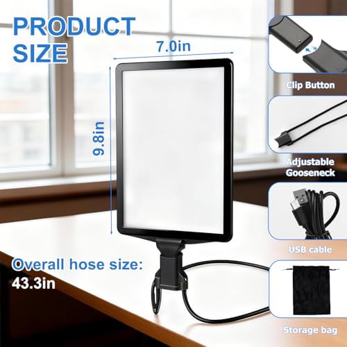Large Hands-Free Magnifying Glass with 50 Ultra-Bright LED Light, Lightweight Lighted Neck Page Magnifier for Reading Books, Sewing, Knitting, Cross Stitch & Crafts for Close Work for Seniors