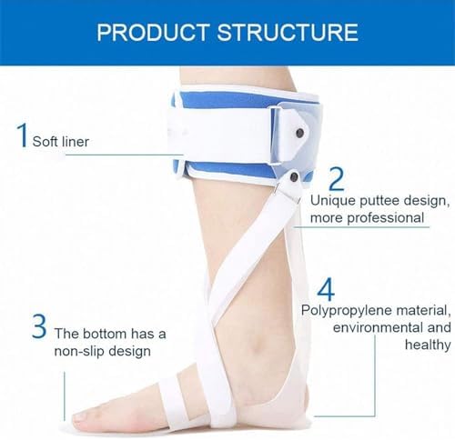 Foot Drop Orthosis, AFO Adjustable Ankle Brace Splint Foot Supports, Foot Corrector for Arthritis Pain,Plantar Fasciitis & Heel Spur, for Pain Relief,Left,M