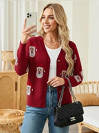 ANRILITA Women's V Neck Long Sleeve Open Front Chunky Cardigan Fall Knitted Button Up Sweaters