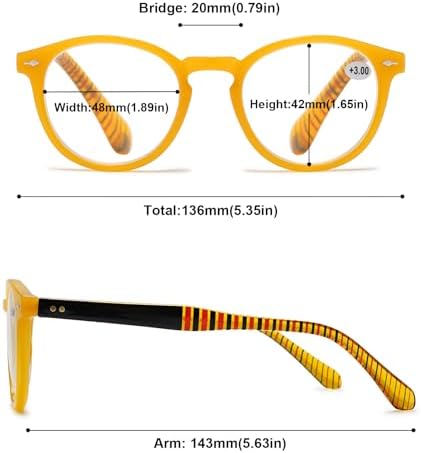 Retro Round Reading Glasses Men Women Blue Light Blocking Lightweight Computer Readers with Spring Hinges