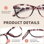 3-Pack Reading Glasses for Women Cat Eye Style Frame Blue Light Blocking Spring Hinge Readers