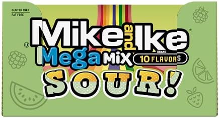 NEW Mike & Ike Mega Mix Sour Gluten Free/ Fat Free Candies Net Wt 5oz (12)