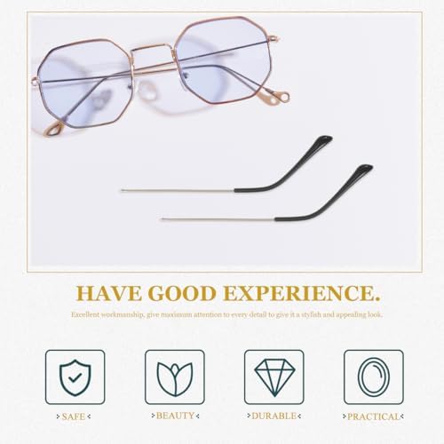 Glasses Repair Kit 1 Pair Metal Glasses Replacement Temple, Eyeglass Arms Legs Universal Sunglasses Repair Diy Temples Kit with Screws Golden Glasses Arm Replacement