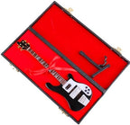 Wooden Miniature Electric Bass Guitar with Stand and Case Mini Musical Instrument Electric Bass Guitar Replica Collectible Figurines Model Home Decoration Birthday Gifts (7.87"x2.36"x0.35")