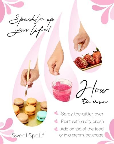 Sweet Spell Edible Glitter (15g) - Shimmer Sparkles for Drinks, Cakes, Cocktails - 100% Edible & Food Grade Glitter, Vegan, Gluten-Free (Pink Candy)