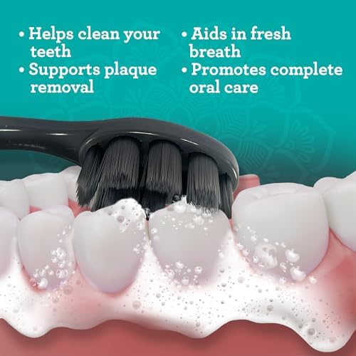 GuruNanda Butter on Gums Charcoal Toothbrush - 8000+ SoftexTM Bristles for Sensitive Teeth & Gums, Aids in Teeth Whitening, Extra Soft (6 Count)