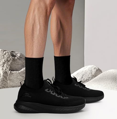 Mens Slip on Lightweight Walking Shoes Non Slip Breathable Running Shoes Comfort Tennis Workout Gym Sneakers with Shoelace