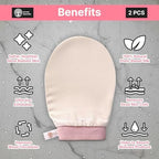 Vegan Silk Exfoliating Gloves Set (2 Pack) – Korean Spa Body Scrubber Mitt for Dead Skin & Ingrown Hair | Gift for Smooth Glowing Skin