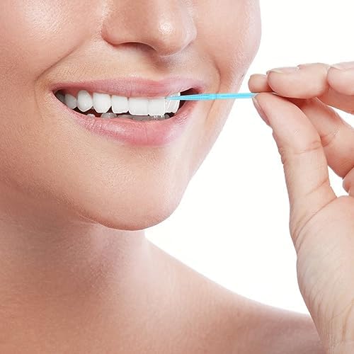 Medsuo 100pcs Plastic Double Head Dental Picks Soft Tooth Floss Picks Interdental Brush Flosser Sticks Portable Oral Dental Brush Cleaning Tool (Blue)