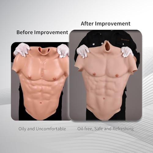 Silicone Muscle Suit Realistic Fake Muscles Fake Chest Oil-Free Costume Simulation for Cosplay Halloween Transgender