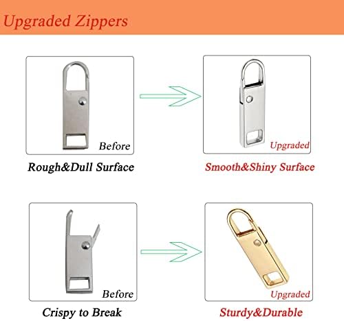 Urmspst Zipper Pull Replacement (Upgraded), 8 Pcs Detachable Zipper Pull Tabs for Luggage Clothing Jackets Backpacks Boots Purse Coat(4 Color Black, Silver, Gold, Brilliant Black)
