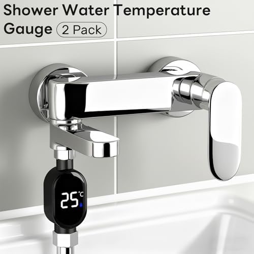 Shower Water Temperature Gauge - 2 Pack LED Digital Display Thermometer for Accurate Bathing Temperature Monitoring