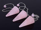 Justinstones Natural Rose Quartz Crystal Gemstone Hexagonal Pointed Reiki Chakra Pendant Pendulum