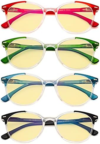 Eyekepper 4-pack Round Blue Light Blocking Glasses Women Yellow Tinted