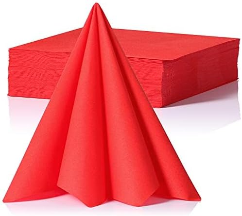LEKOCH 50-Pack Premium Airlaid Napkins & Guest Towels - 16x16 Inch Large Linen-Feel Disposable Paper | Ultra Soft, Absorbent & Cloth-Like | For Dinner, Wedding, Party, Kitchen, Bathroom(Red)