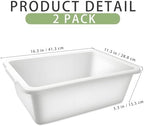 2 Pack Plastic Dish Pans, 12 Quarts White Rectangle Dishpan Basins, Large Capacity Wash Basin Tub with Handles for Kitchen Sink, Bathroom Washing, Soaking and Storage Supplies