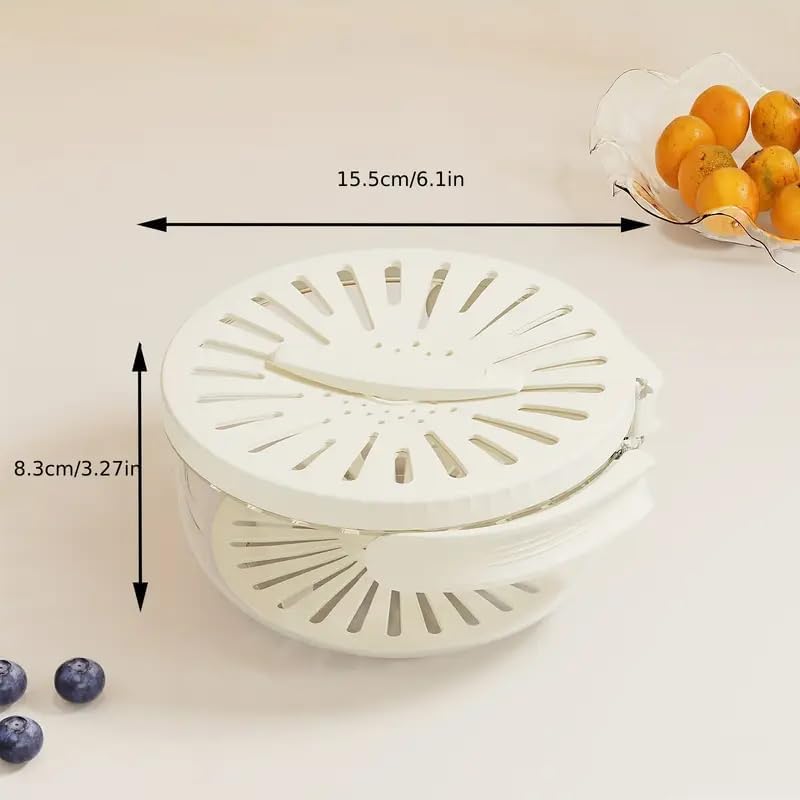 Multifunctional Fruit And Veggie Washing Bowl With Lid Plastic Drain Basket With Foldable Handle For Food Storage Colanders And FoocStrainers For Kitchen (white)