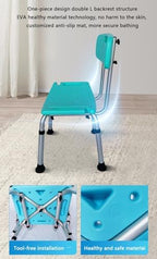Home Portable Bathroom Chair,Height Adjustable Bathroom Shower Chair,Invisible Armrest Safety Bath Stool for Elderly Disabled and Pregnant Women A