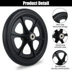 2 Pcs Walker Wheels Replacement 8 Inch Solid Wheelchair Front Wheels, Anti-Slip Rollator Replacement Wheels for Wheelchairs, Rollators, Walkers